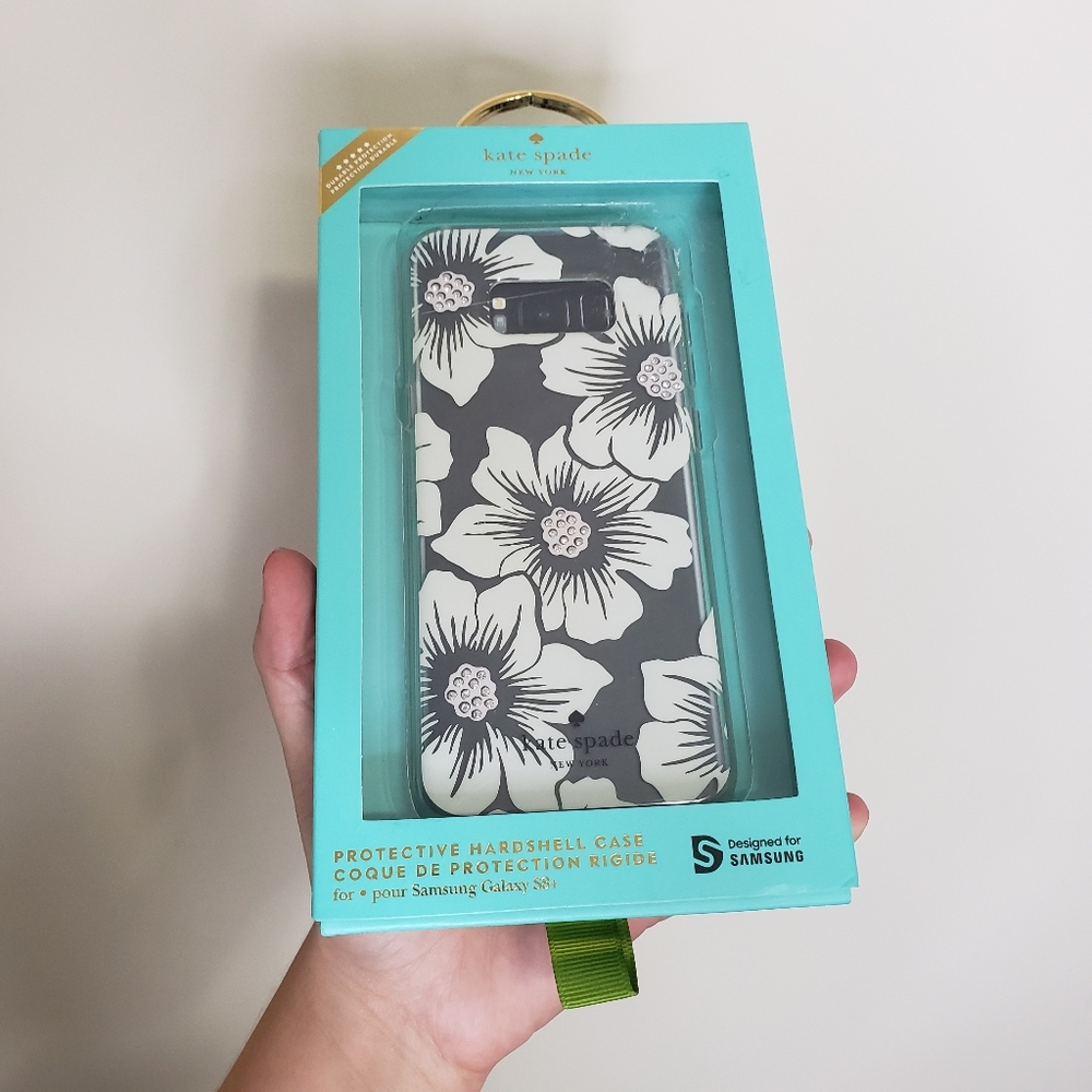 Kate spade s8+ hardshell case floral rhinestone